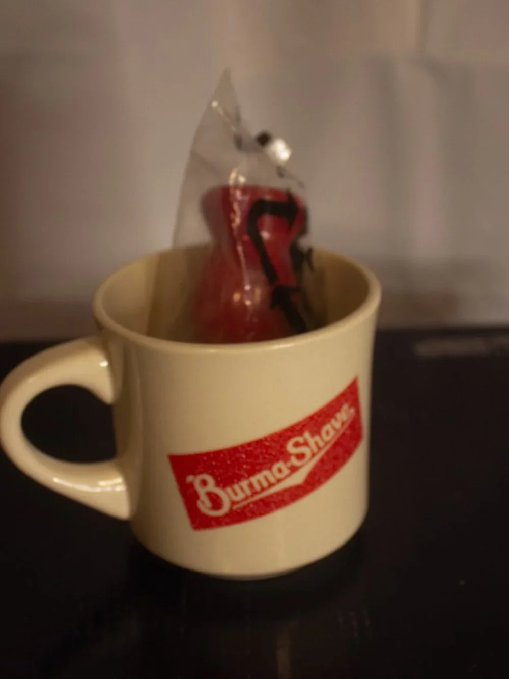 Burma‑Shave Vintage Shaving Mug with Brush – Original Brush Sealed – Red Logo